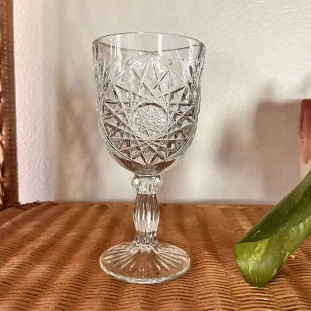 Vintage Libby brilliant Pressed Glass Water Goblet Wine Barware Drinkware